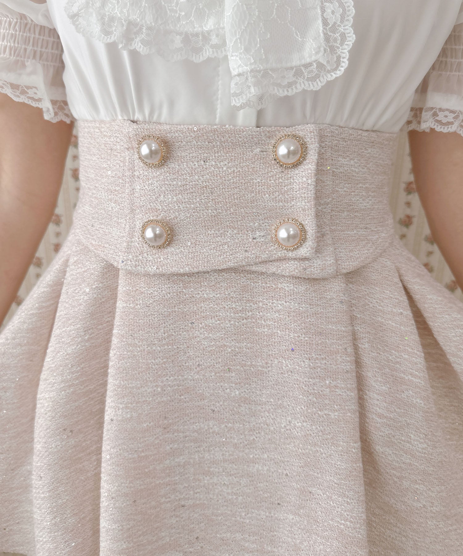 ロジータ ROJITA レーシーリボンツイードドッキングワンピース (ピンク) ピンク