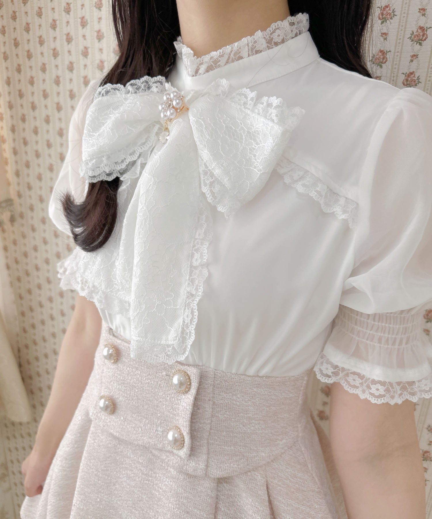 ロジータ ROJITA レーシーリボンツイードドッキングワンピース (ピンク) ピンク