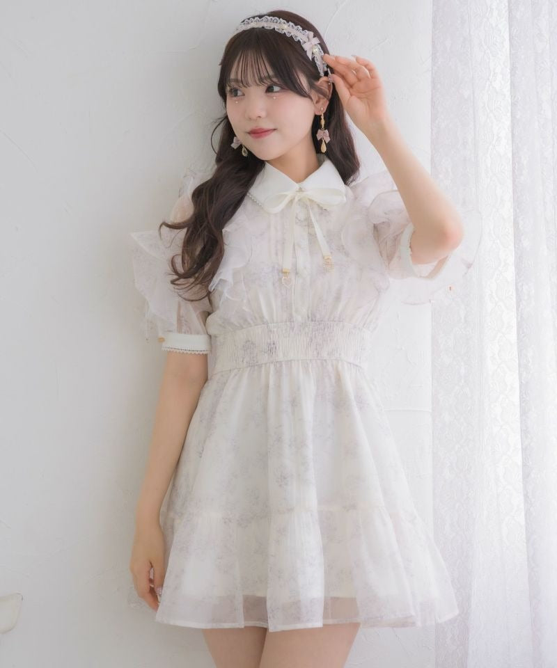 ロジータ ROJITA 花柄半袖ミニワンピース (アイボリー) アイボリー