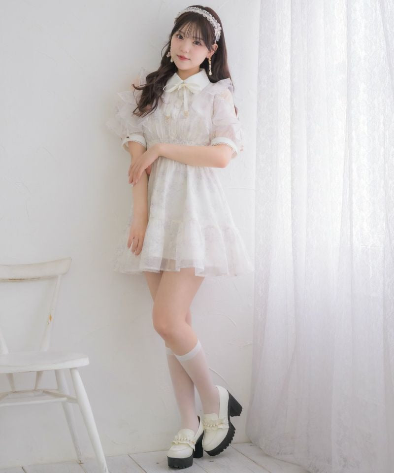 ロジータ ROJITA 花柄半袖ミニワンピース (アイボリー) アイボリー