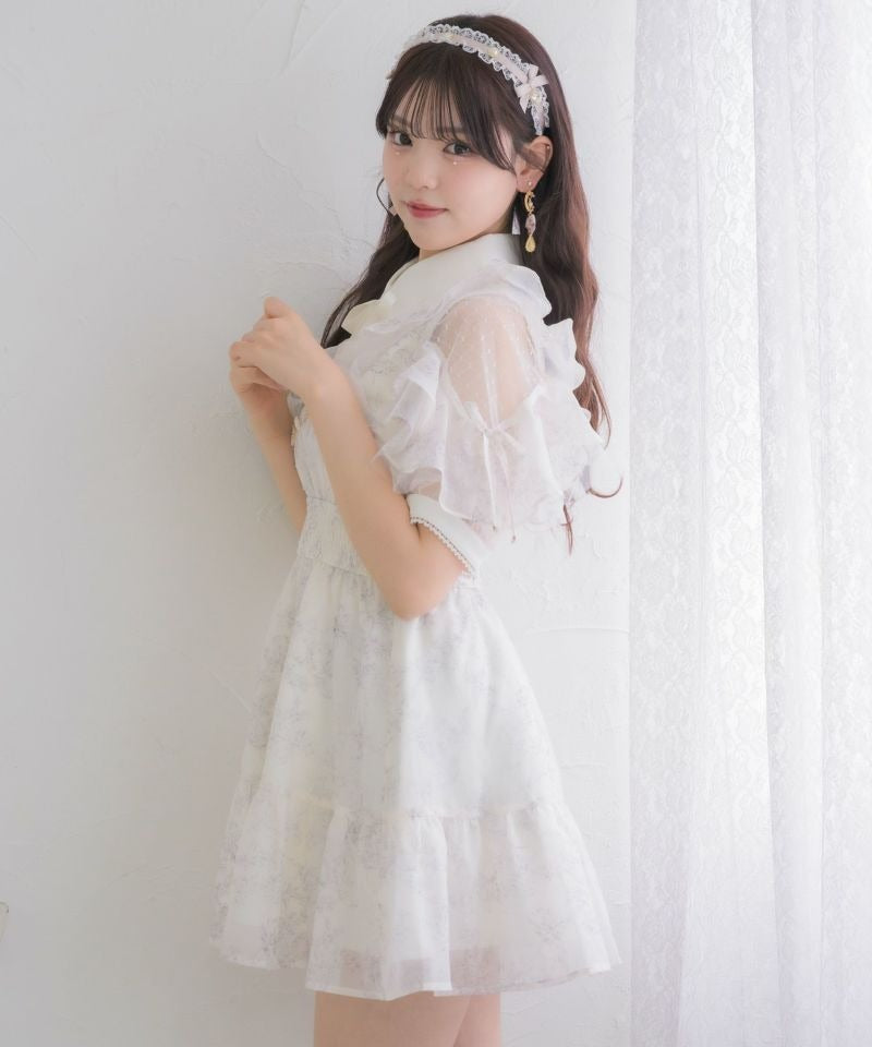 ロジータ ROJITA 花柄半袖ミニワンピース (アイボリー) アイボリー