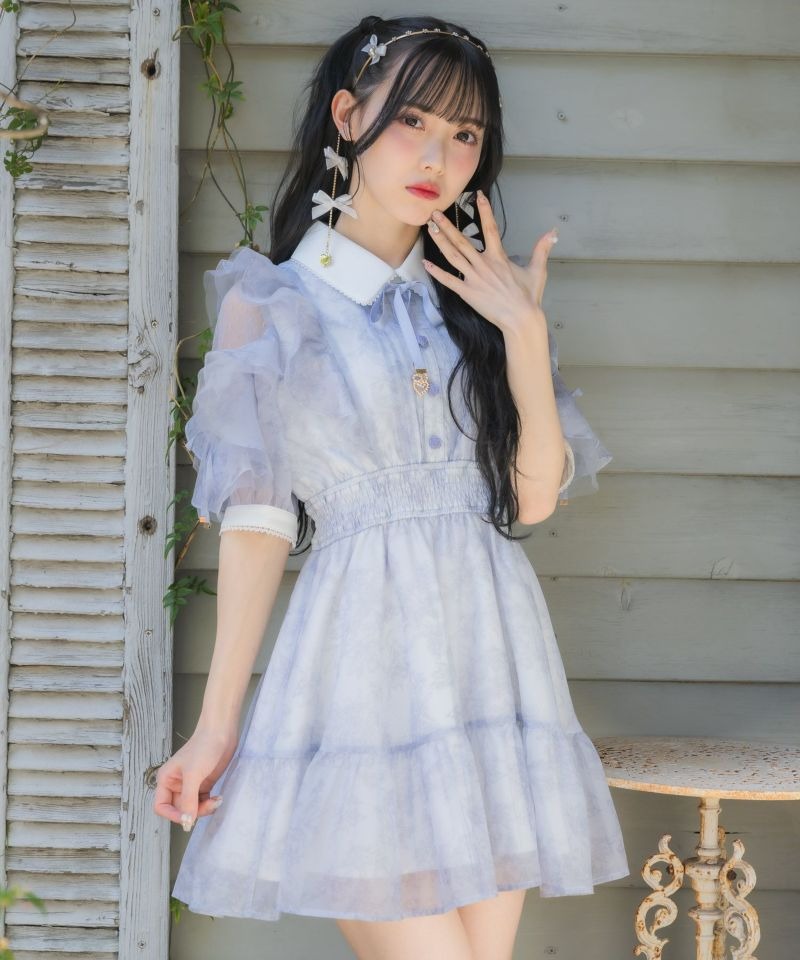 ロジータ ROJITA 花柄半袖ミニワンピース (ブルー) ブルー