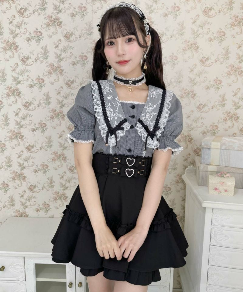 ロジータ ROJITA パール釦セーラーカラーブラウス (チェック) チェック