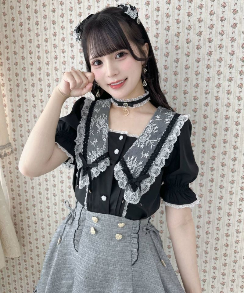 ロジータ ROJITA パール釦セーラーカラーブラウス (ブラック) ブラック