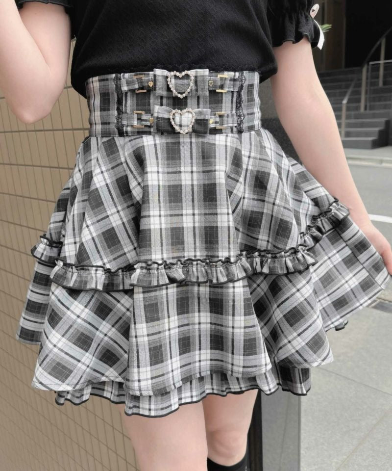 ロジータ ROJITA ベルトリボンデザインスカート (ブラックチェック) ブラックチェック