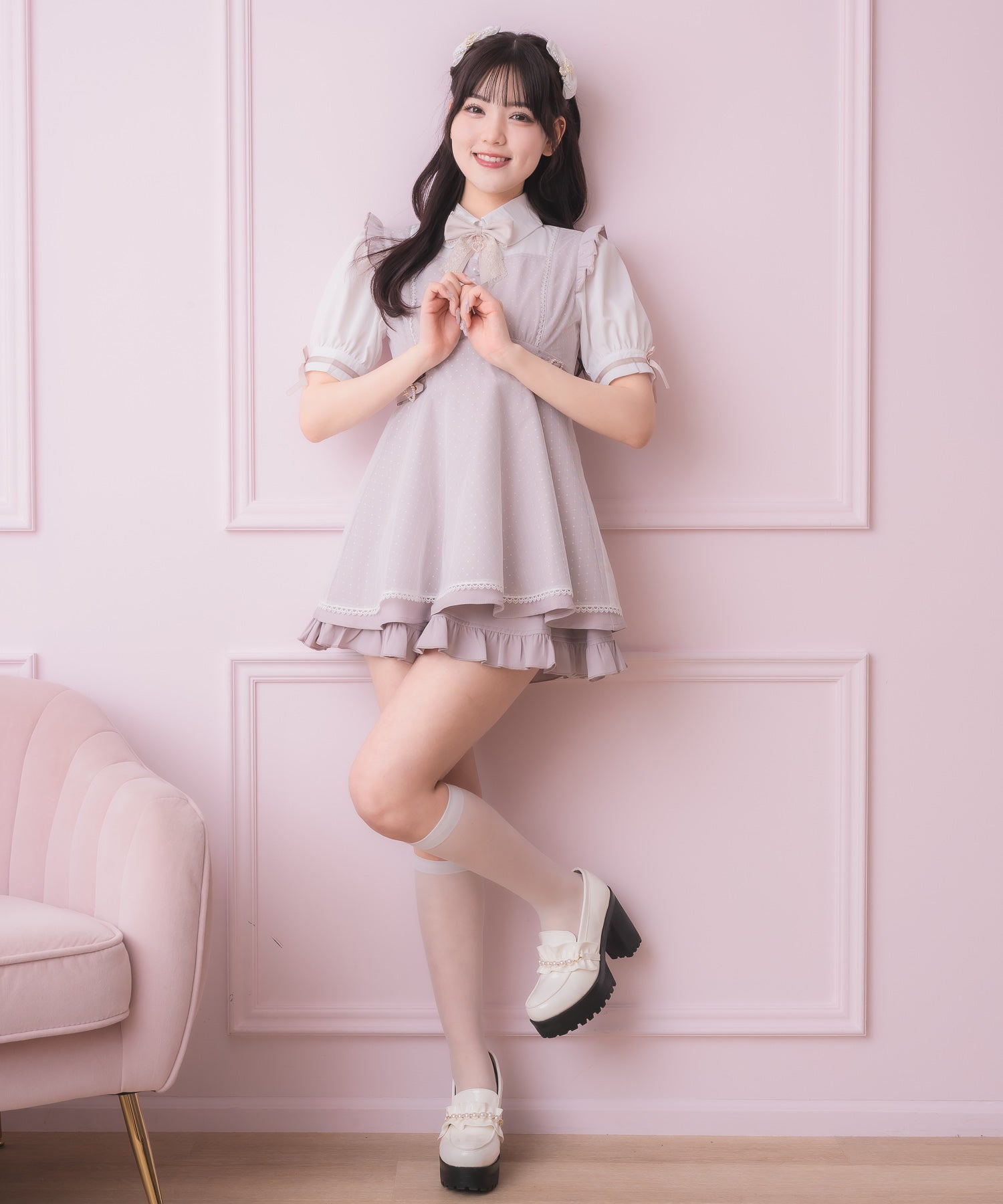 ロジータ ROJITA チュールレイヤードデザインセットアップ (ピンク) ピンク