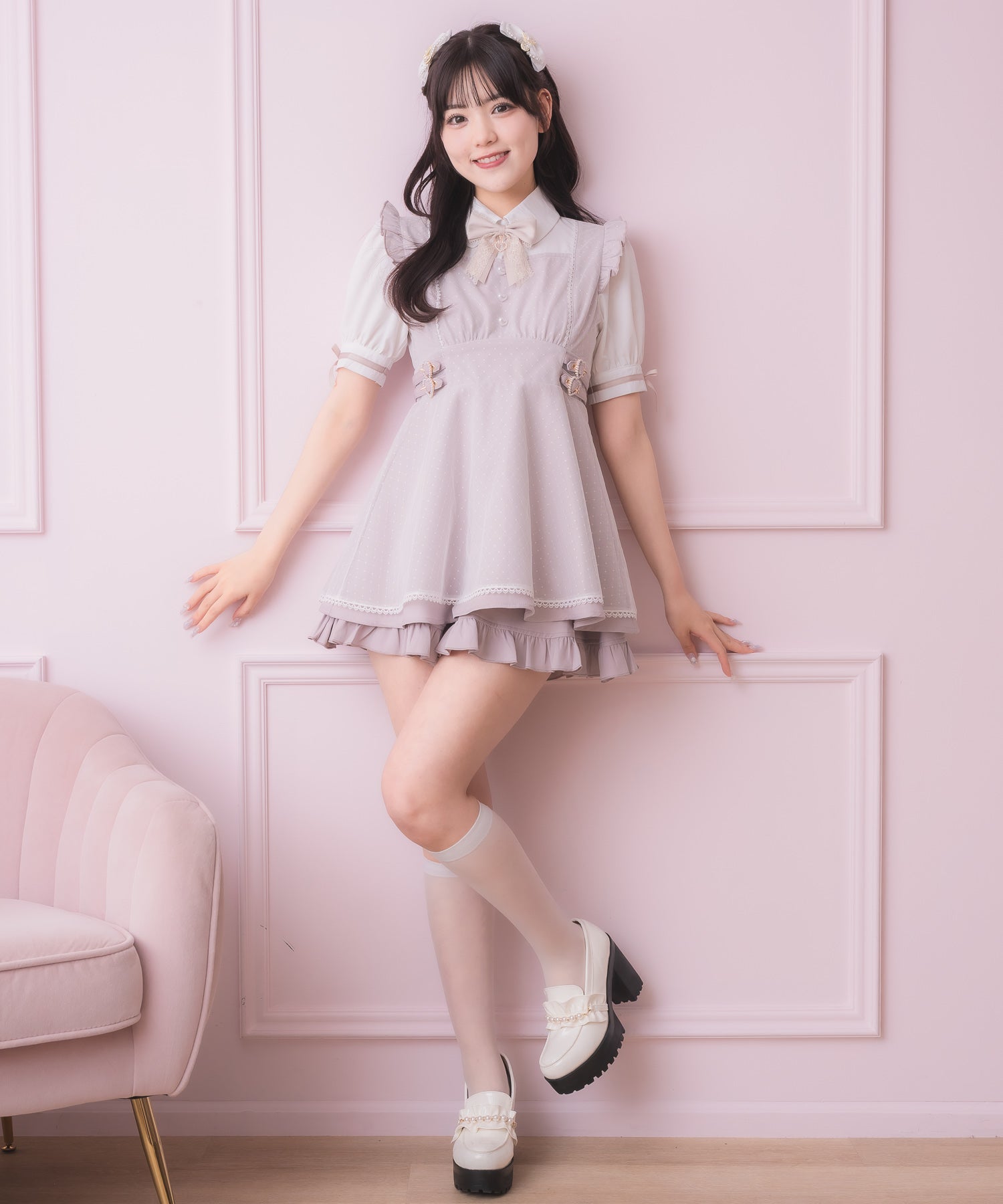 ロジータ ROJITA チュールレイヤードデザインセットアップ (ピンク) ピンク