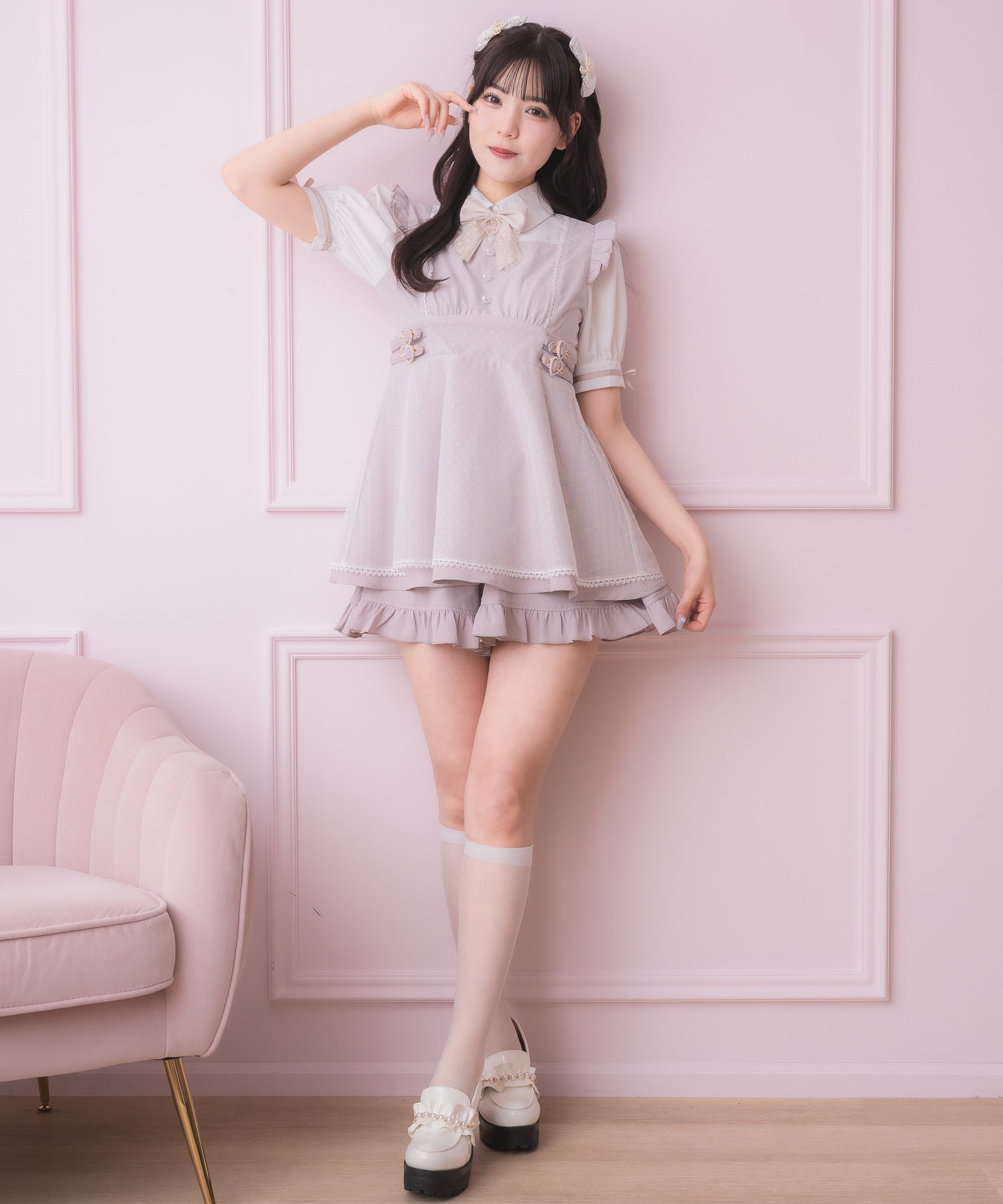 ロジータ ROJITA チュールレイヤードデザインセットアップ (ピンク) ピンク