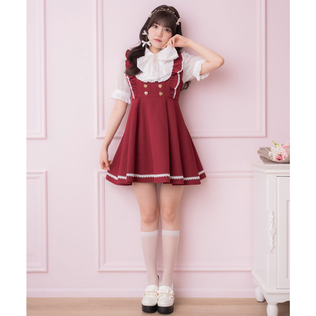 ロジータ ROJITA ヨークデザインボータイワンピース (ボルドー) ボルドー