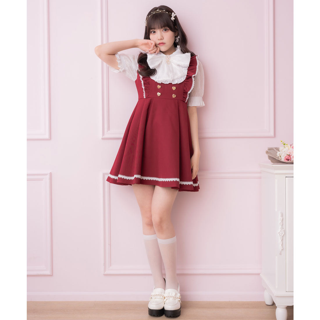 ロジータ ROJITA ヨークデザインボータイワンピース (ボルドー) ボルドー