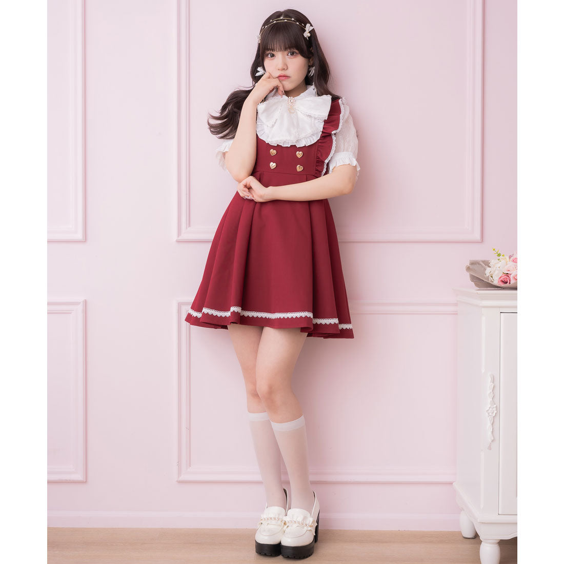 ロジータ ROJITA ヨークデザインボータイワンピース (ボルドー) ボルドー