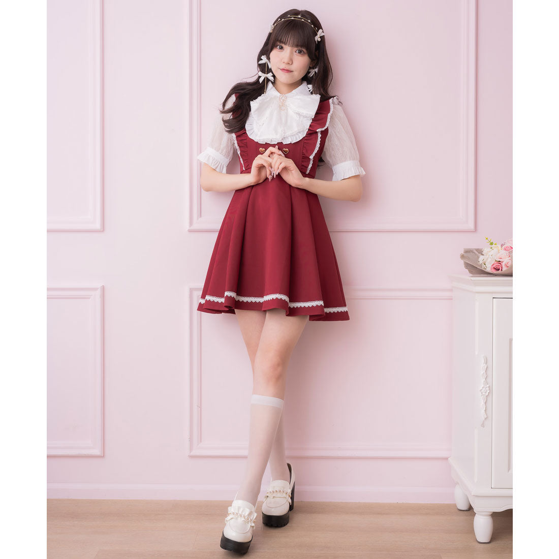 ロジータ ROJITA ヨークデザインボータイワンピース (ボルドー) ボルドー