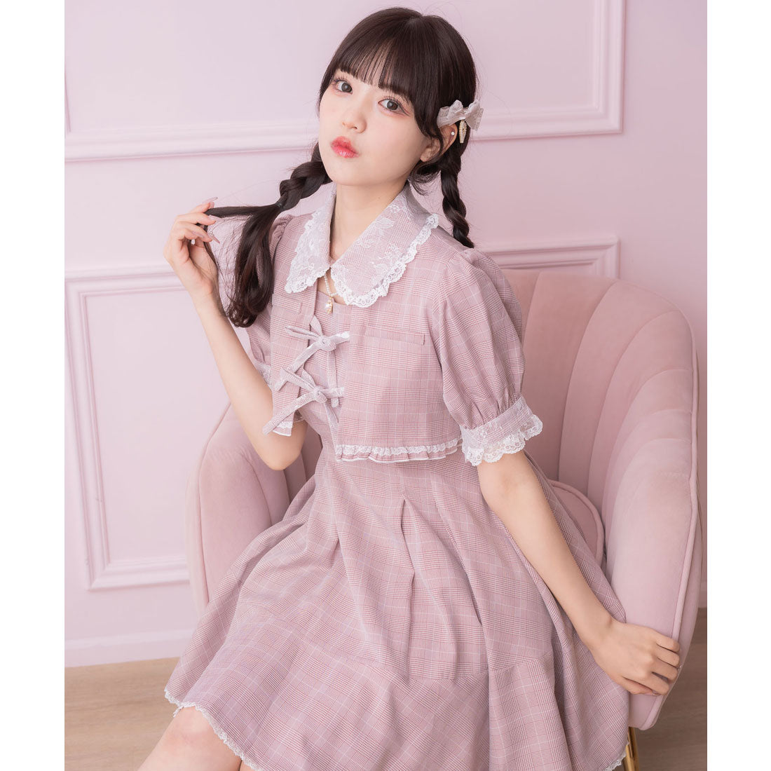 ロジータ ROJITA ボレロ風ダブルリボンワンピース (ピンク) ピンク