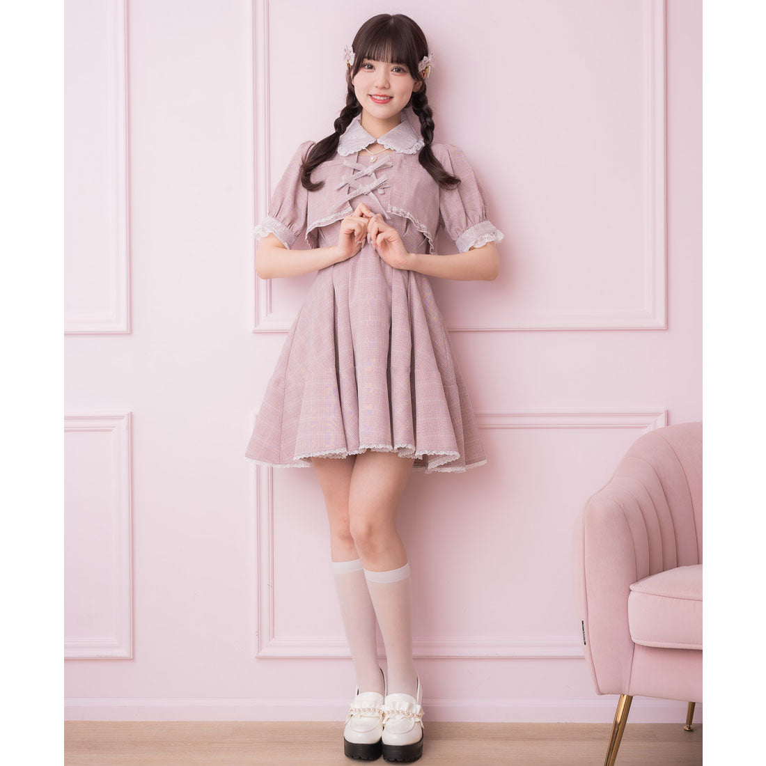 ロジータ ROJITA ボレロ風ダブルリボンワンピース (ピンク) ピンク