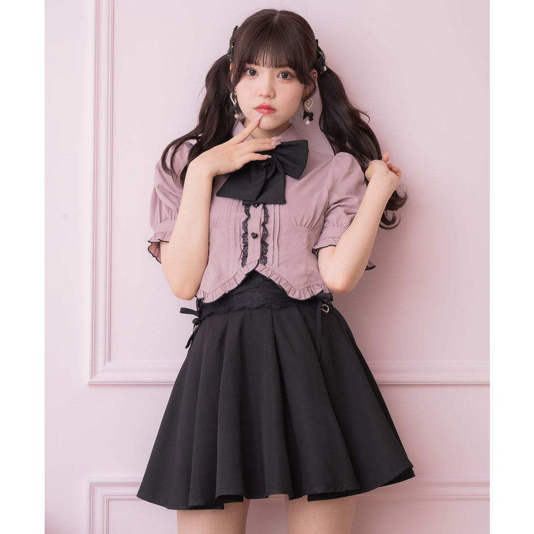 ロジータ ROJITA クロスリボンデザインスカート (ブラック) ブラック