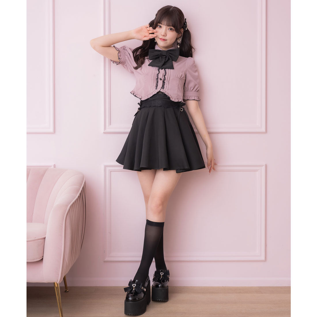 ロジータ ROJITA クロスリボンデザインスカート (ブラック) ブラック