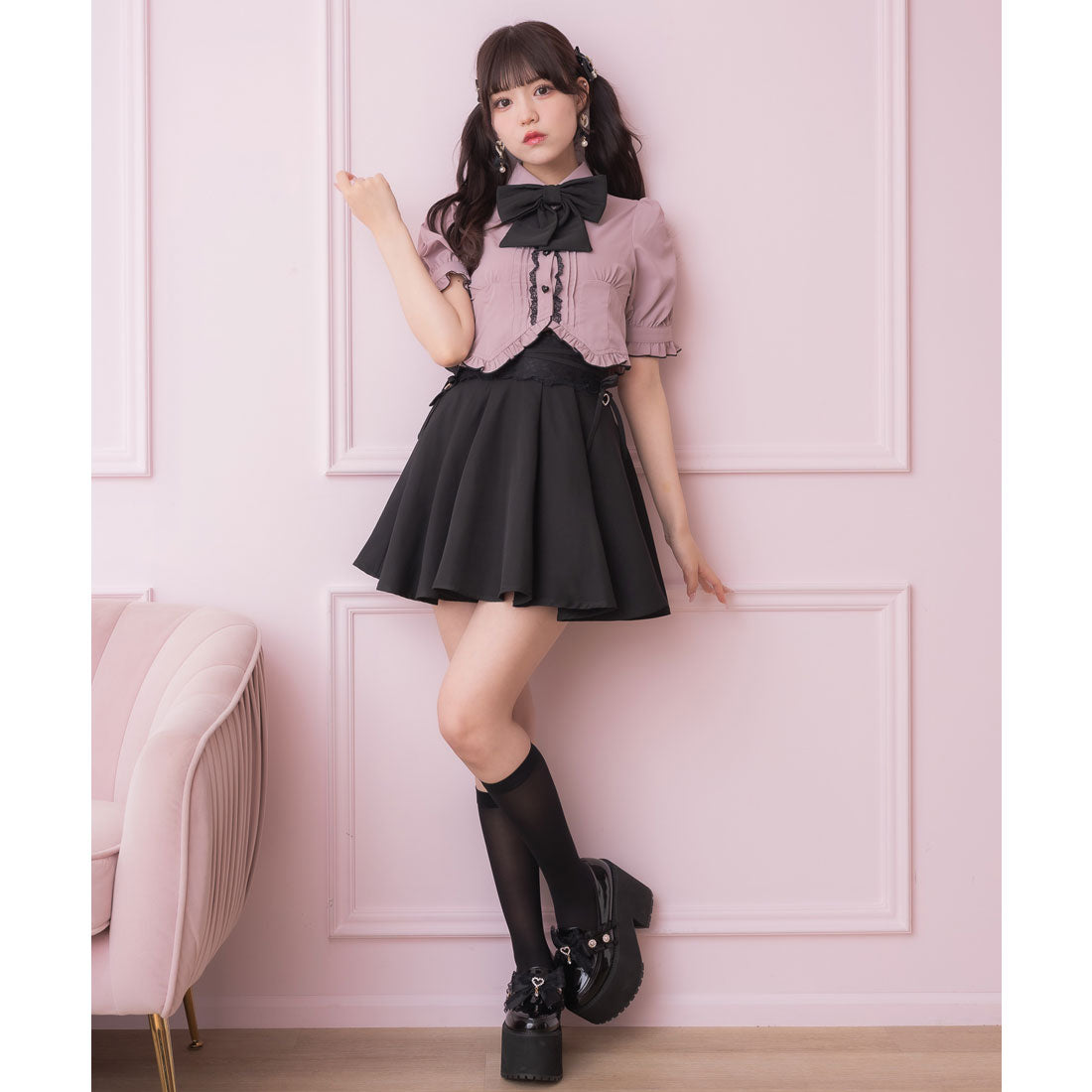 ロジータ ROJITA クロスリボンデザインスカート (ブラック) ブラック