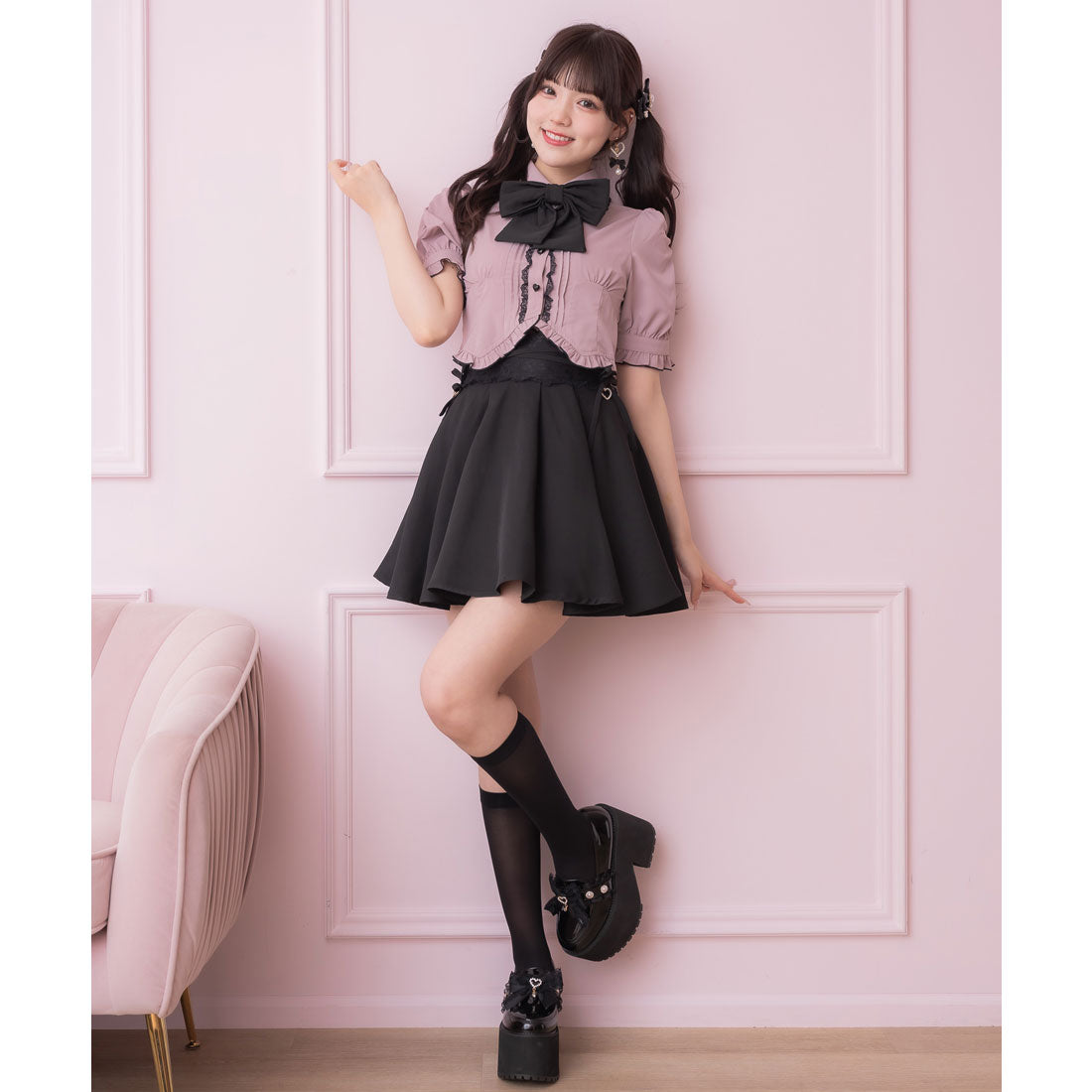 ロジータ ROJITA クロスリボンデザインスカート (ブラック) ブラック