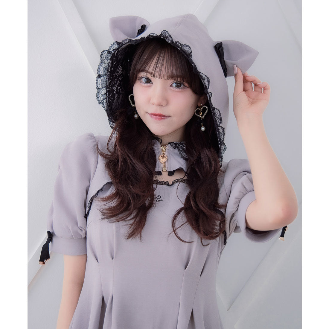 ロジータ ROJITA ネコ耳スウエットワンピース (ピンク) ピンク