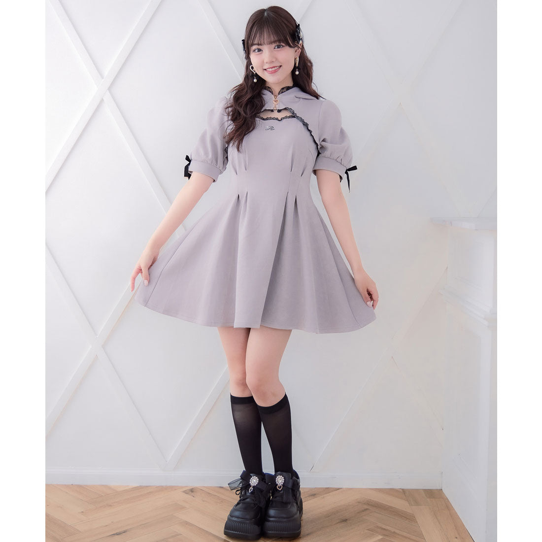 ロジータ ROJITA ネコ耳スウエットワンピース (ピンク) ピンク