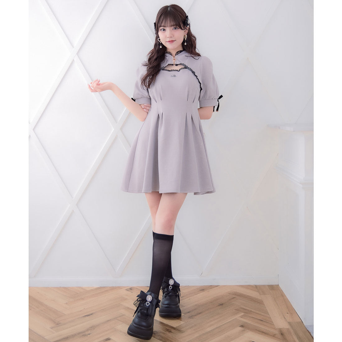 ロジータ ROJITA ネコ耳スウエットワンピース (ピンク) ピンク