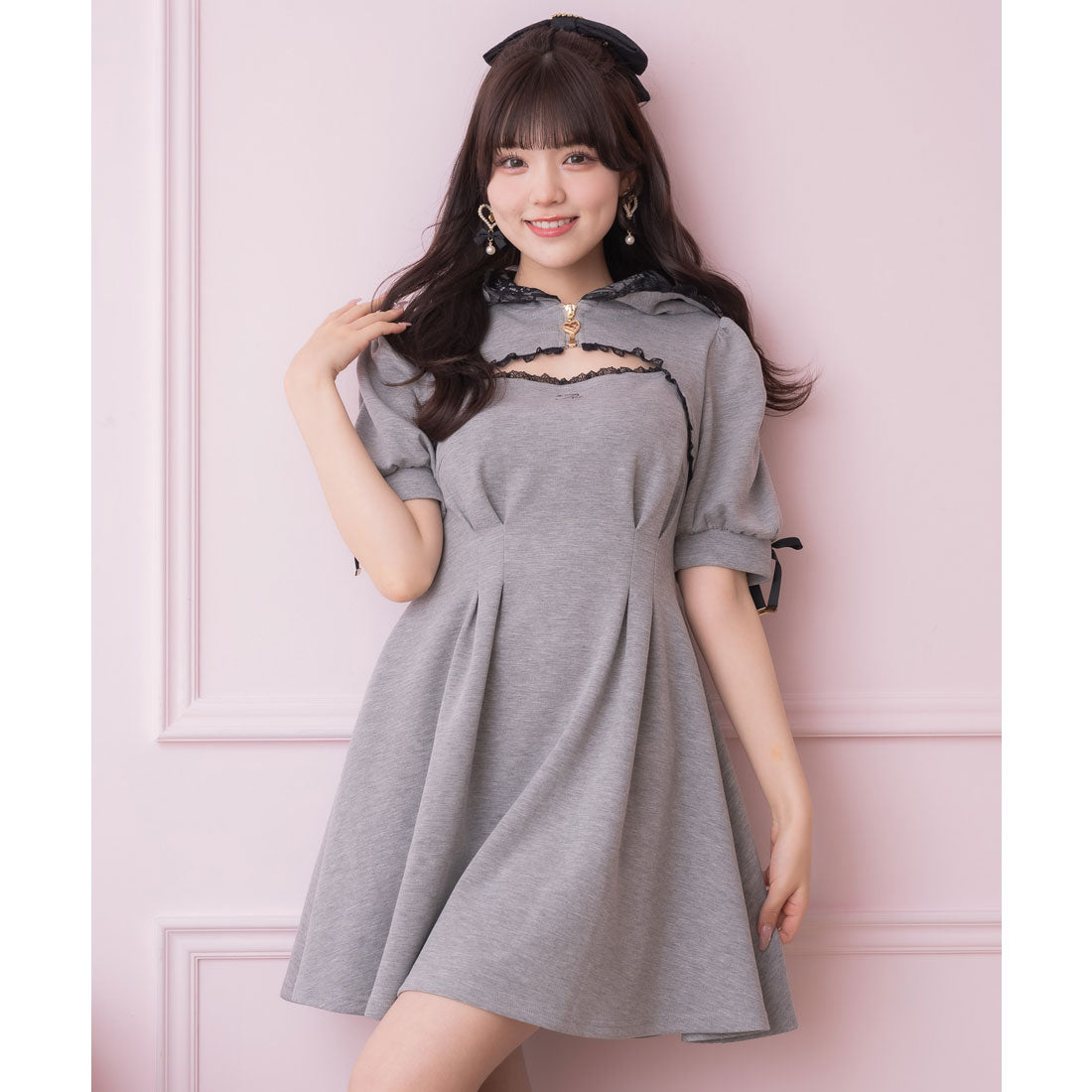 ロジータ ROJITA ネコ耳スウエットワンピース (グレー) グレー