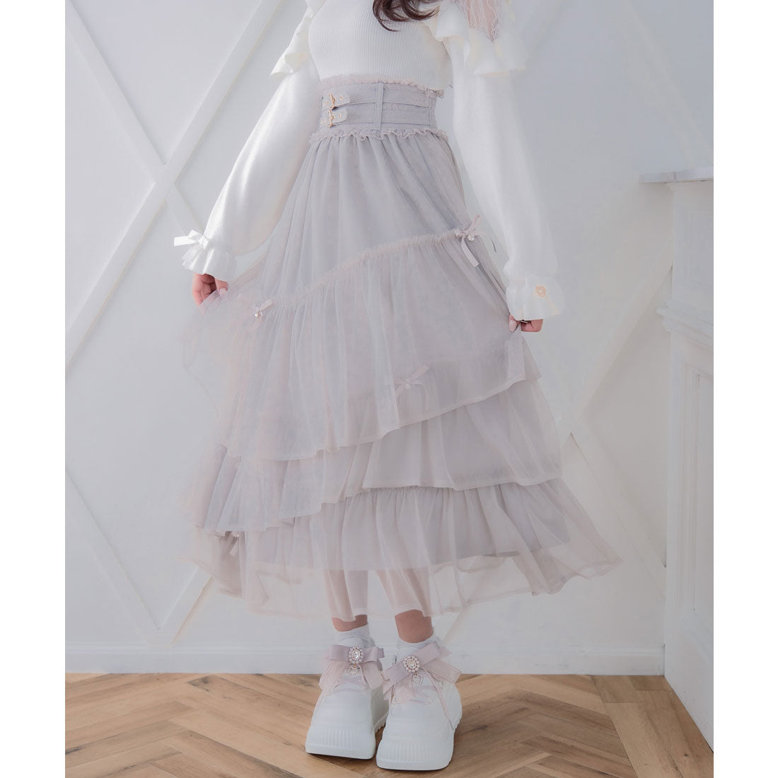 ロジータ ROJITA チュールティアードスカート (グレー) グレー