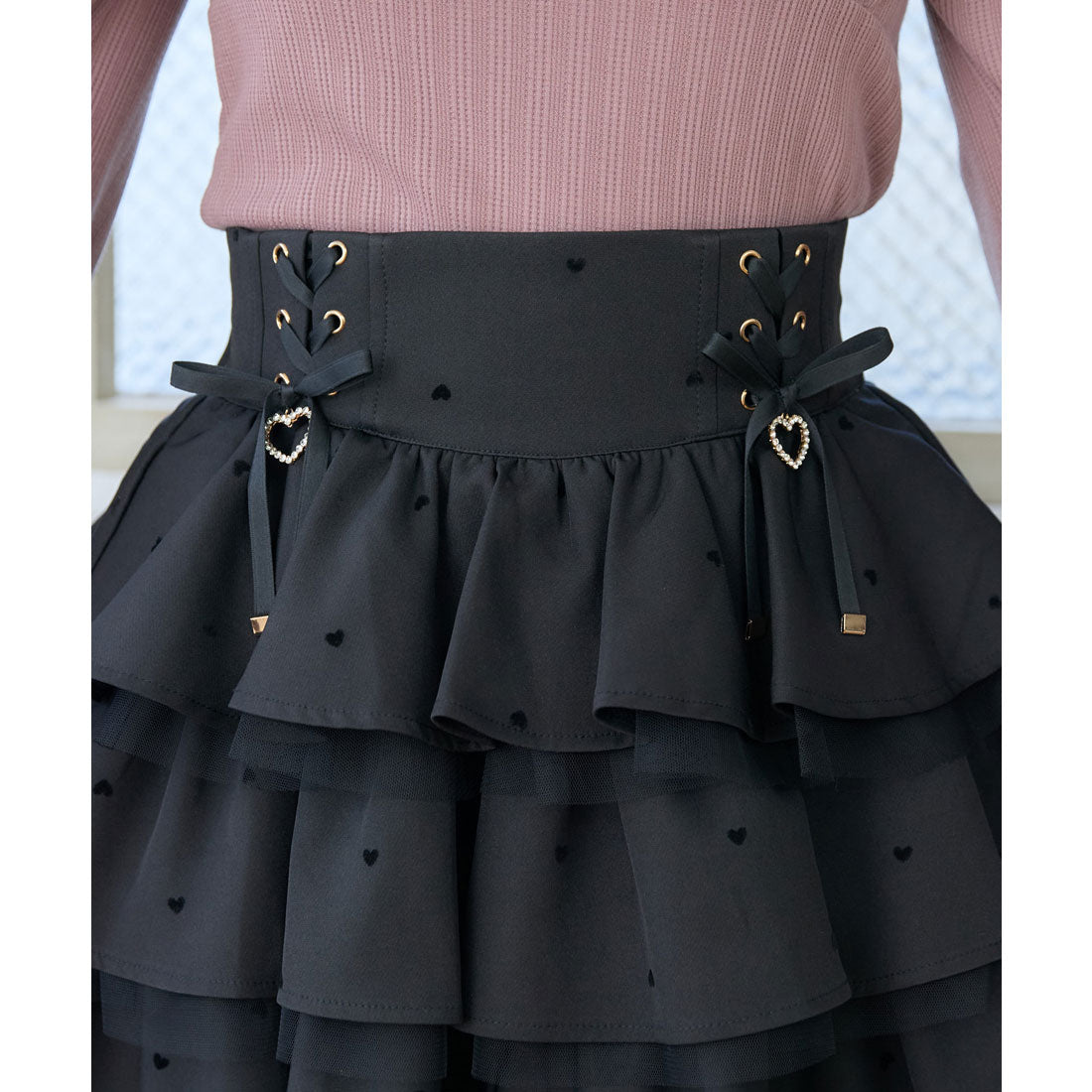 ロジータ ROJITA ハートフロッキーティアードスカート (ピンク) ピンク