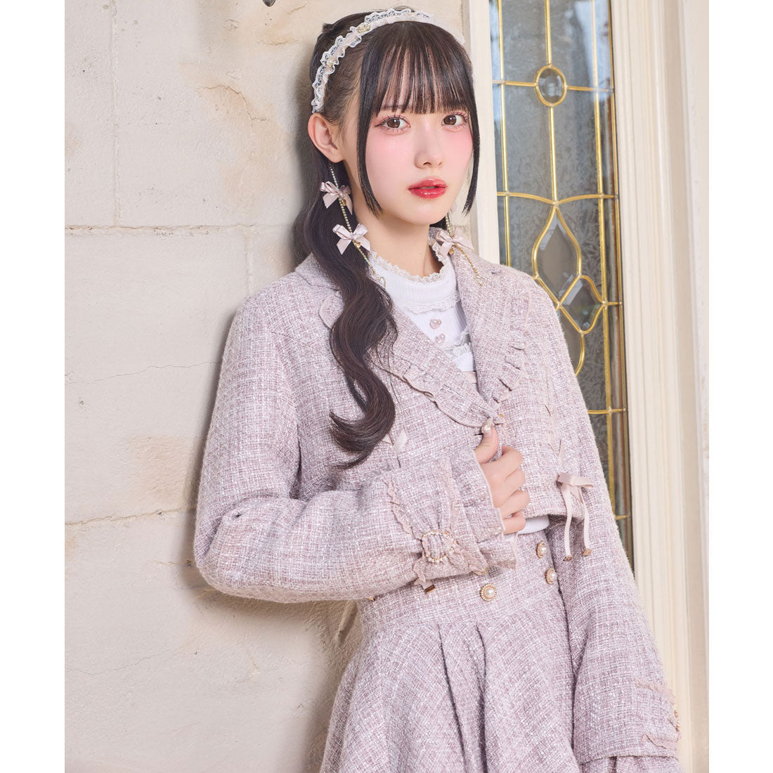 ロジータ ROJITA サイドレースアップショートジャケット (ピンク) ピンク