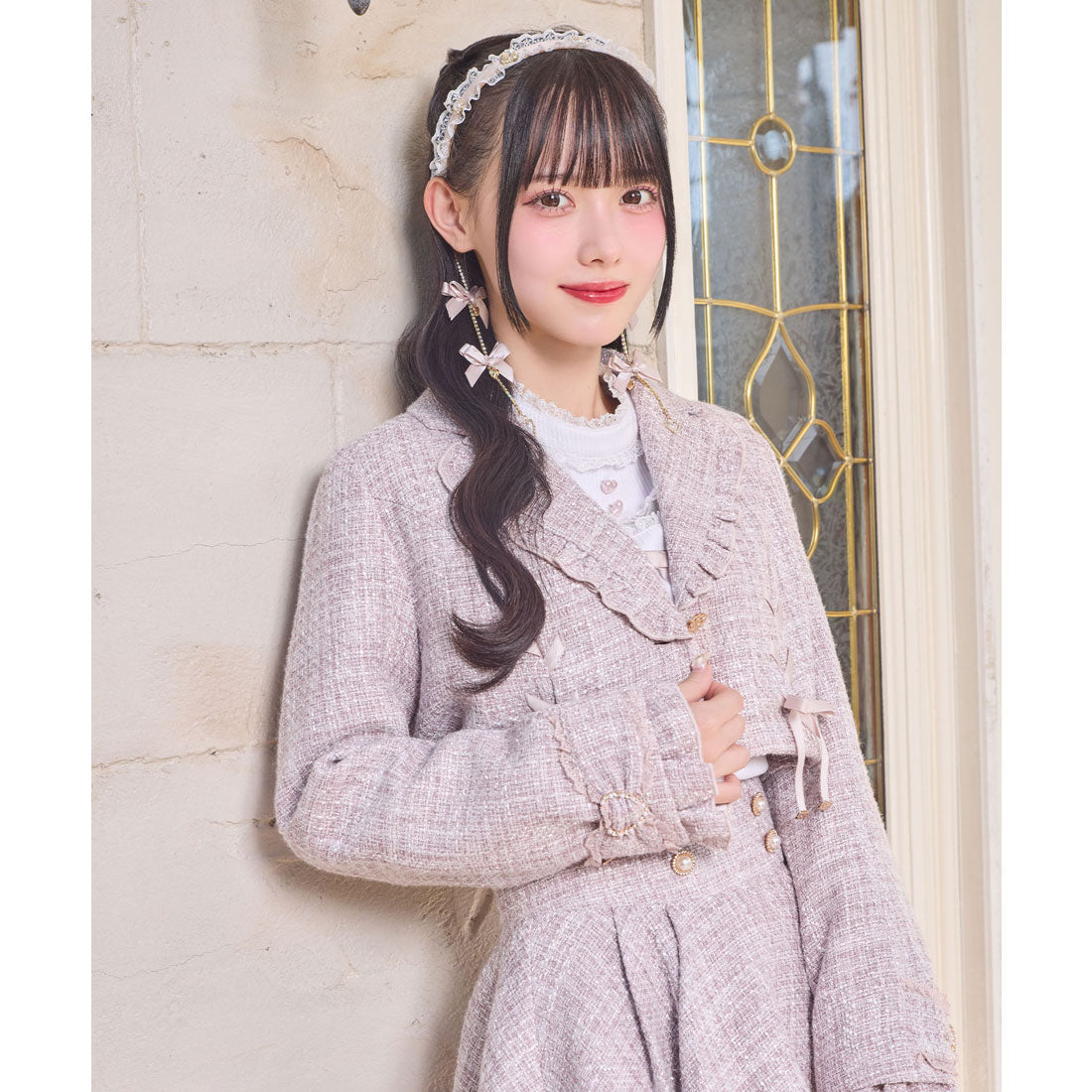 ロジータ ROJITA サイドレースアップショートジャケット (ピンク) ピンク