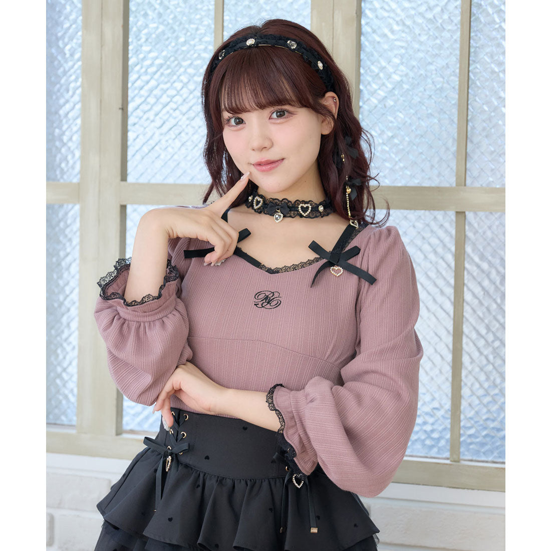 ロジータ ROJITA デコルテリボンロゴトップス (ピンク) ピンク