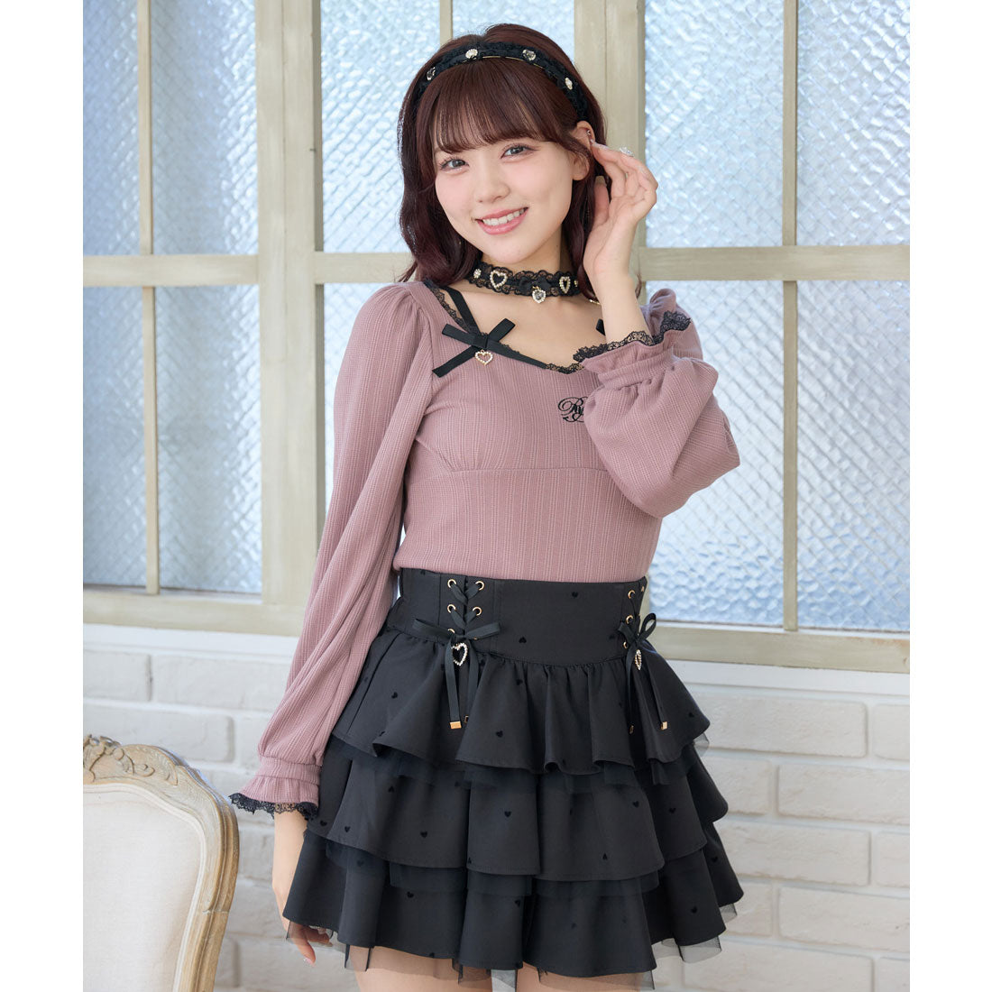 ロジータ ROJITA デコルテリボンロゴトップス (ピンク) ピンク