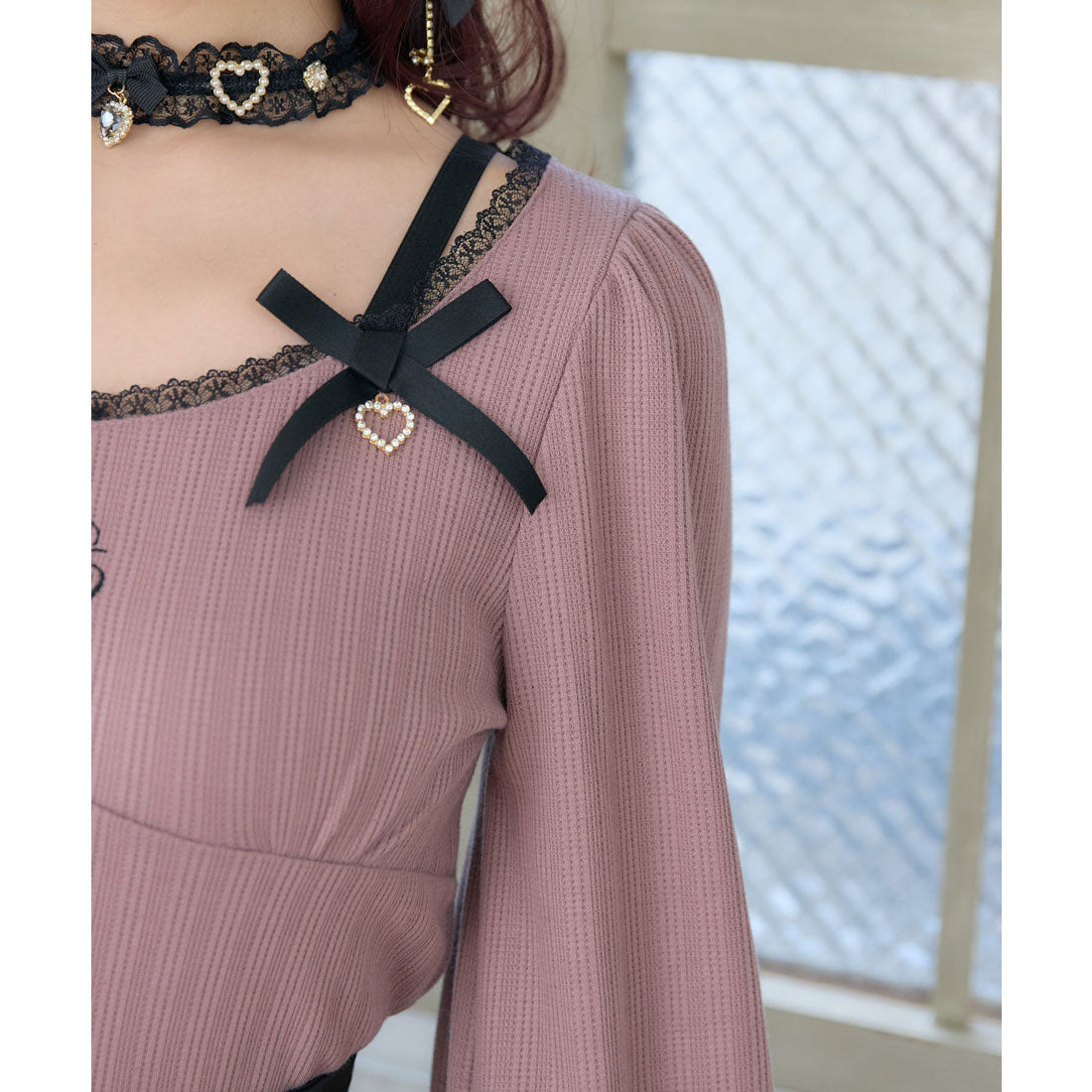 ロジータ ROJITA デコルテリボンロゴトップス (ピンク) ピンク