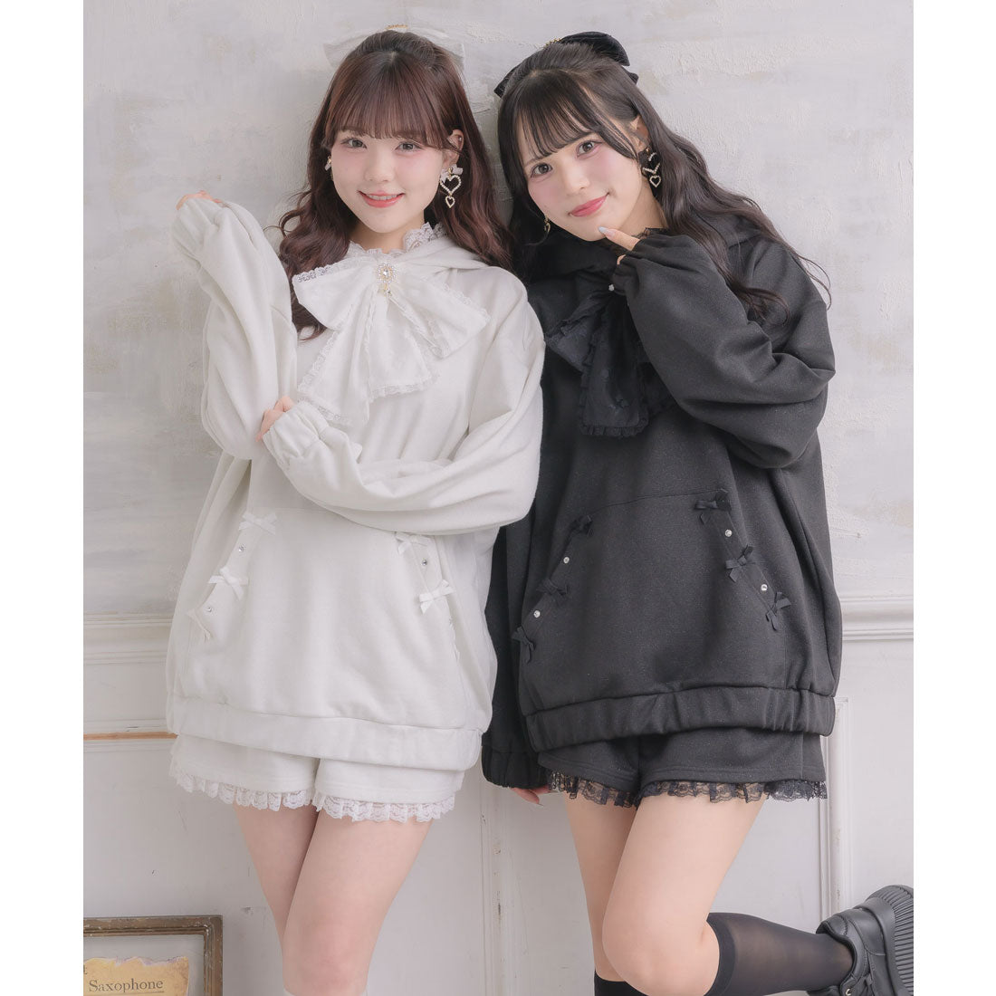 ロジータ ROJITA リボンデザインフーディーセットアップ (ブラック) ブラック