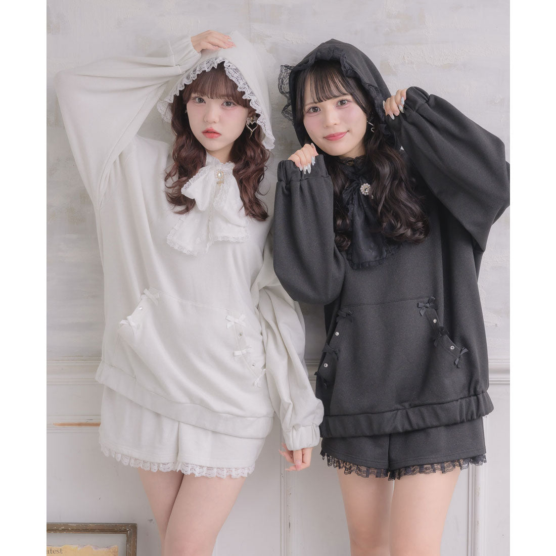 ロジータ ROJITA リボンデザインフーディーセットアップ (ブラック) ブラック