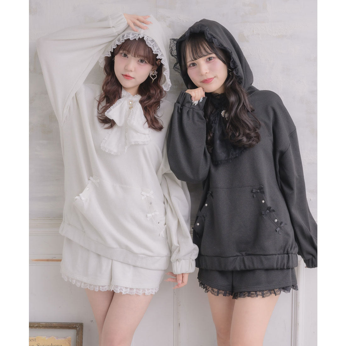 ロジータ ROJITA リボンデザインフーディーセットアップ (ブラック) ブラック