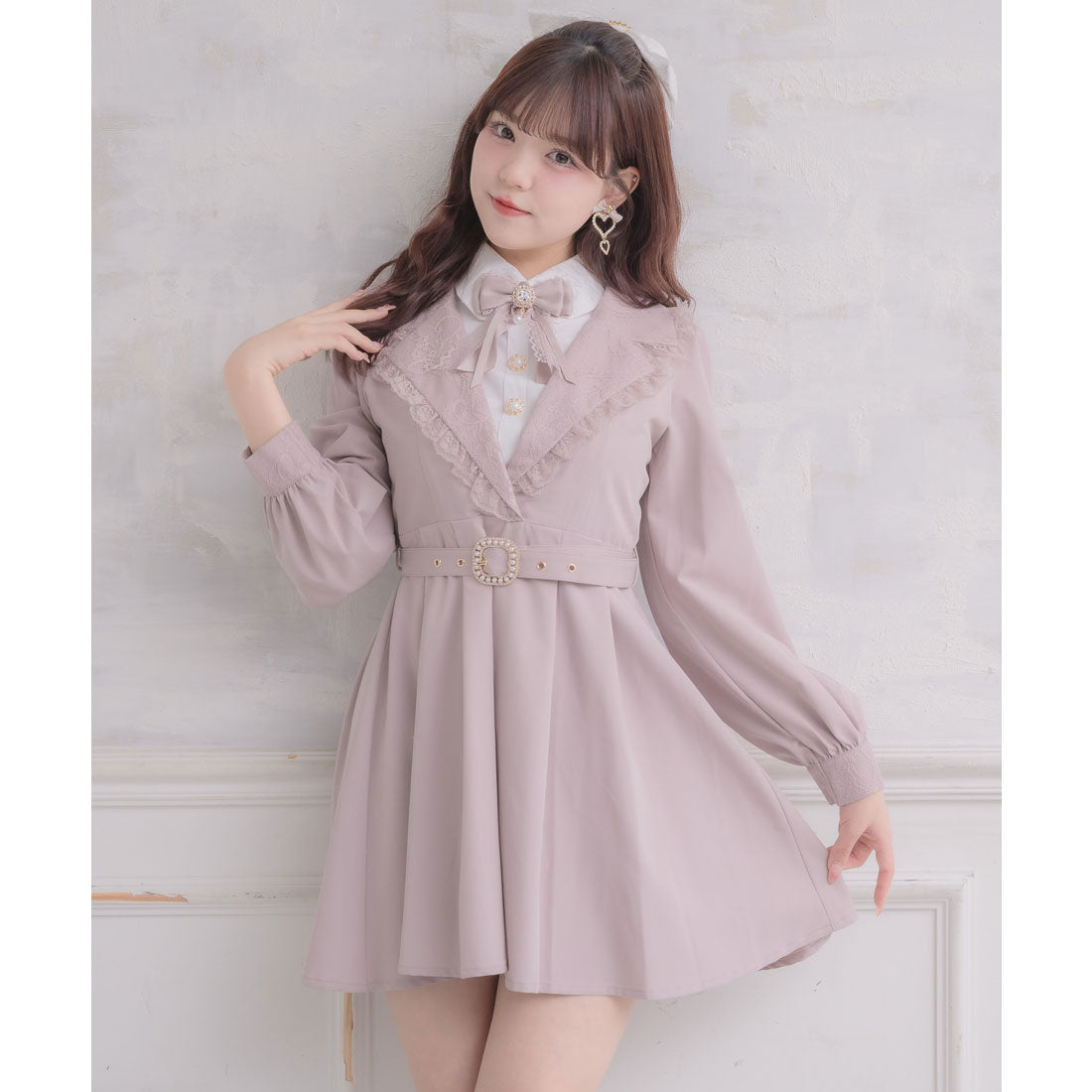 ロジータ ROJITA テーラー衿デザインワンピース (ピンク) ピンク