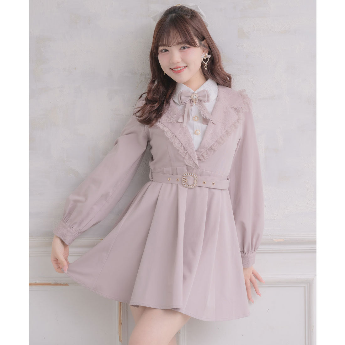 ロジータ ROJITA テーラー衿デザインワンピース (ピンク) ピンク