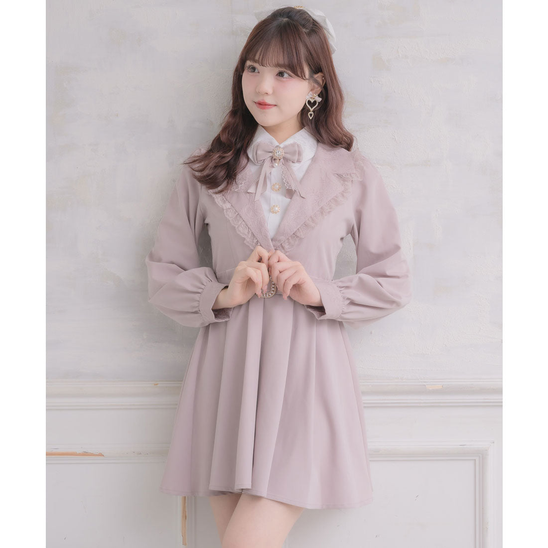 ロジータ ROJITA テーラー衿デザインワンピース (ピンク) ピンク