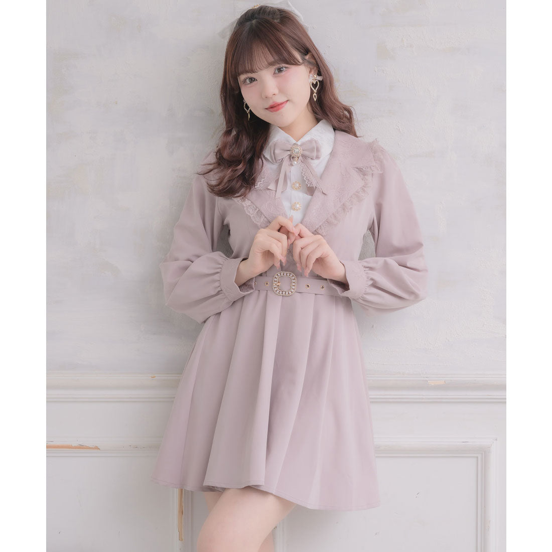 ロジータ ROJITA テーラー衿デザインワンピース (ピンク) ピンク