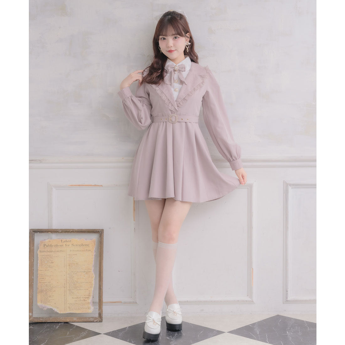 ロジータ ROJITA テーラー衿デザインワンピース (ピンク) ピンク