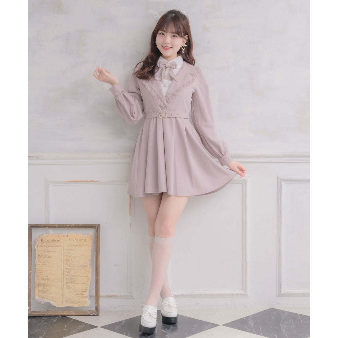 ロジータ ROJITA テーラー衿デザインワンピース (ピンク) ピンク