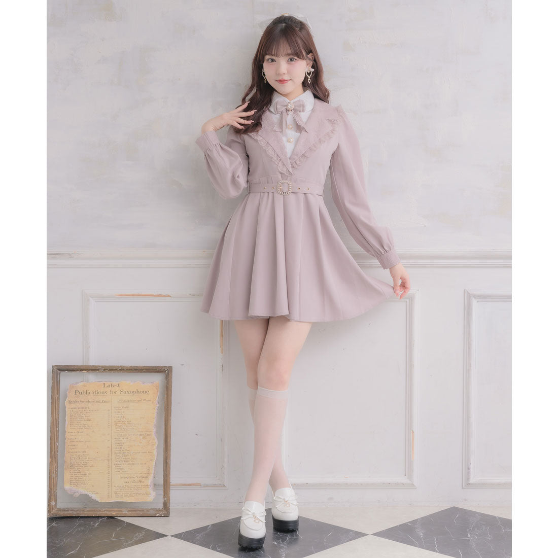 ロジータ ROJITA テーラー衿デザインワンピース (ピンク) ピンク