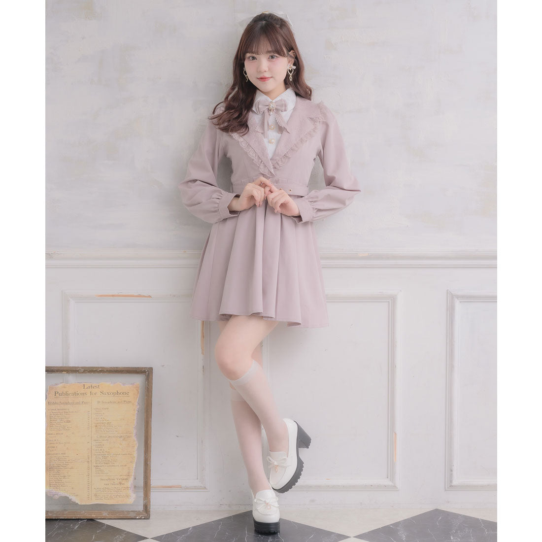 ロジータ ROJITA テーラー衿デザインワンピース (ピンク) ピンク