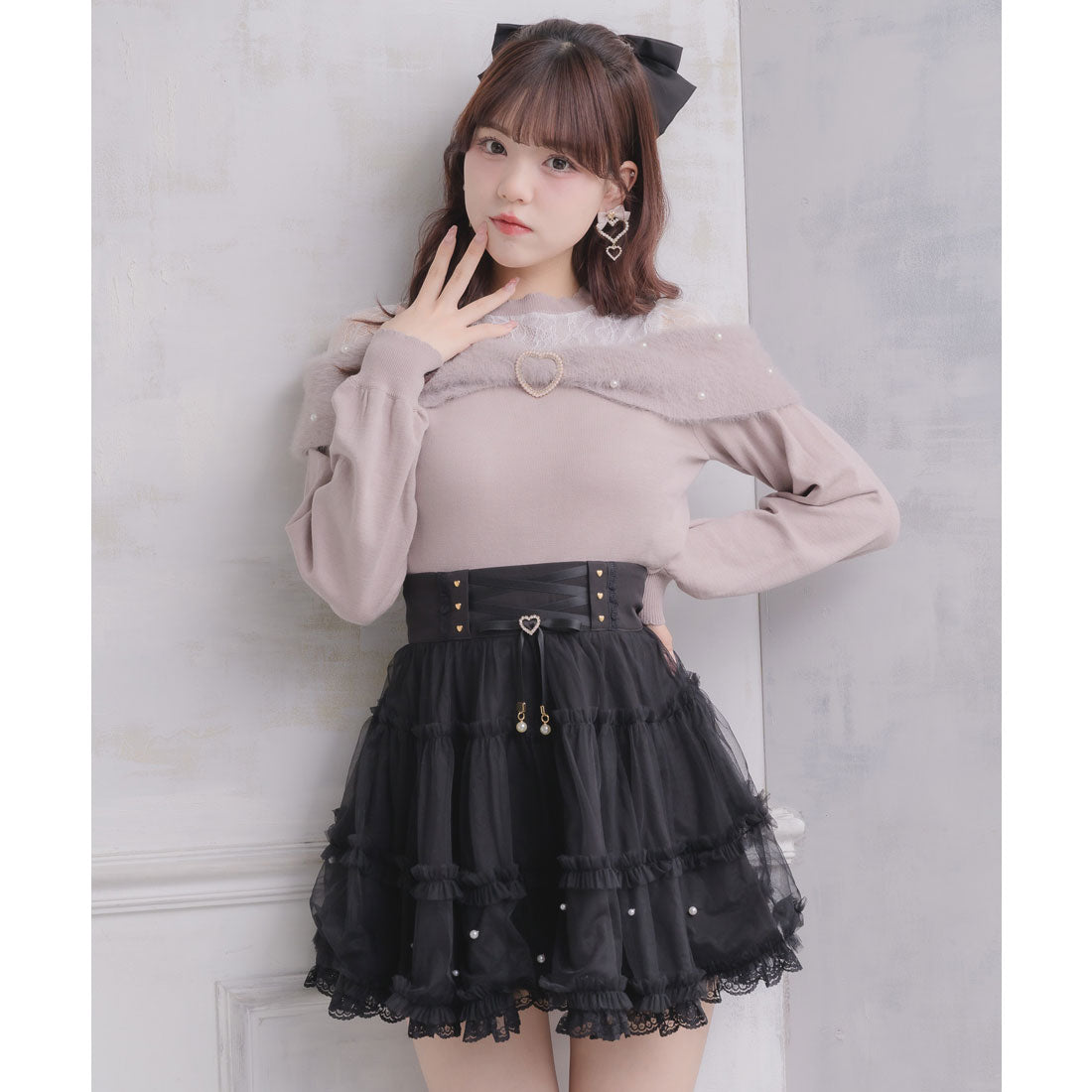 ロジータ ROJITA リボンデザインニットトップス (ピンク) ピンク