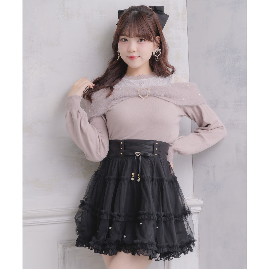 ロジータ ROJITA リボンデザインニットトップス (ピンク) ピンク