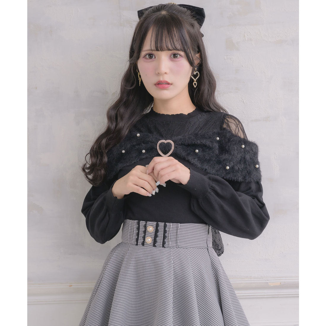 ロジータ ROJITA リボンデザインニットトップス (ブラック) ブラック