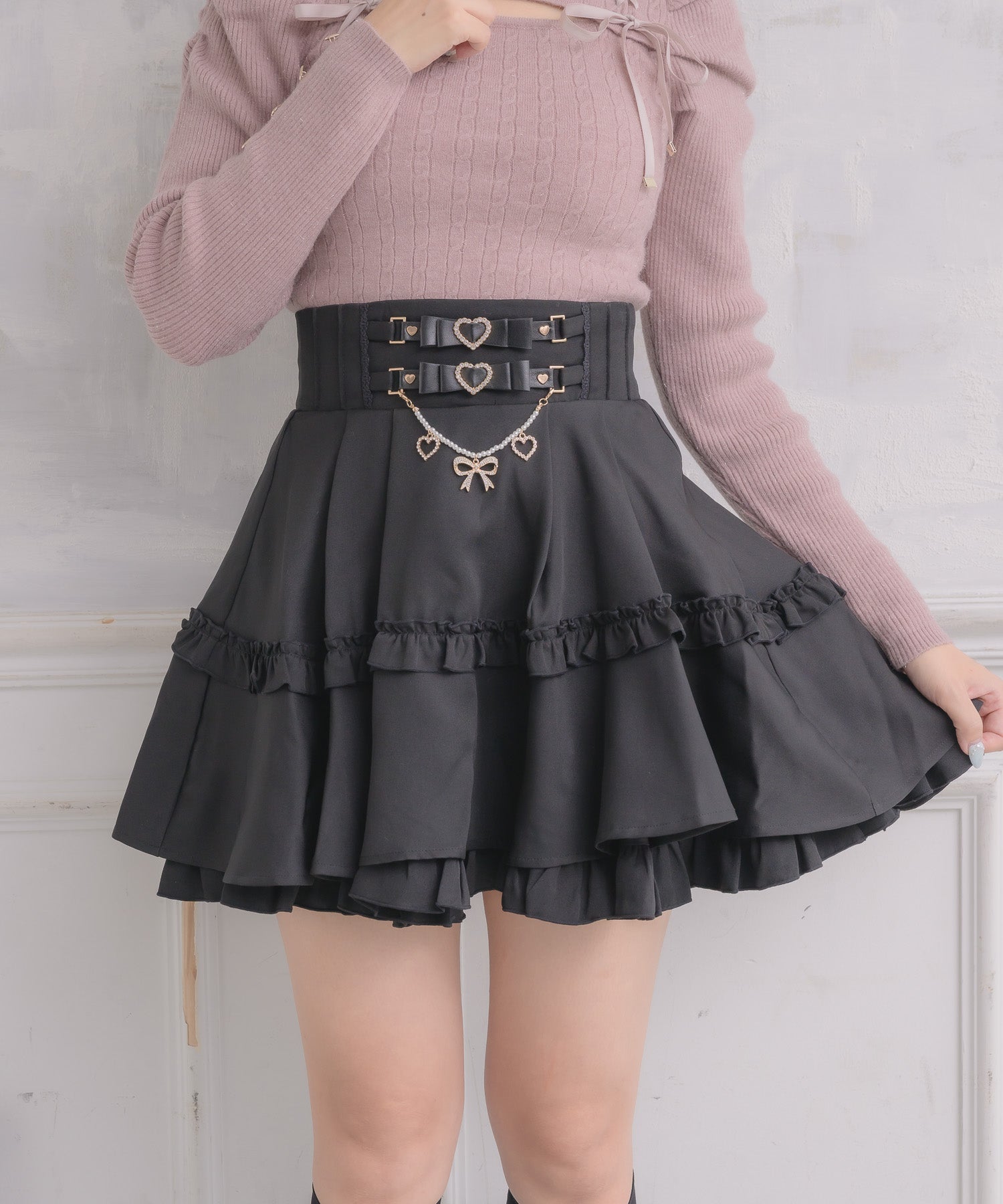 ロジータ ROJITA ウエストリボンデザインスカート (ブラック) ブラック