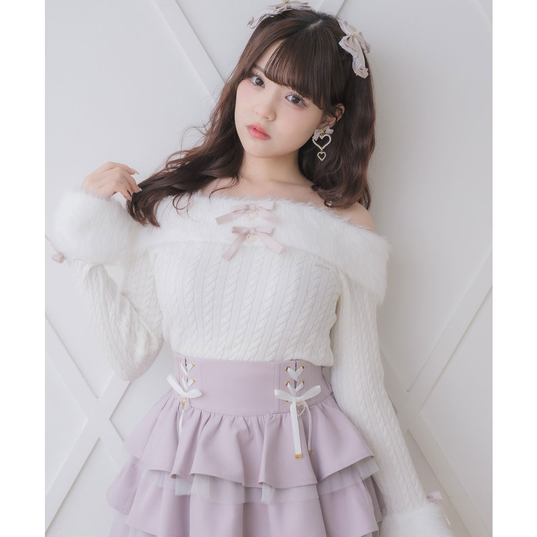ロジータ ROJITA シャギーオフショルニットトップス (ホワイト) ホワイト