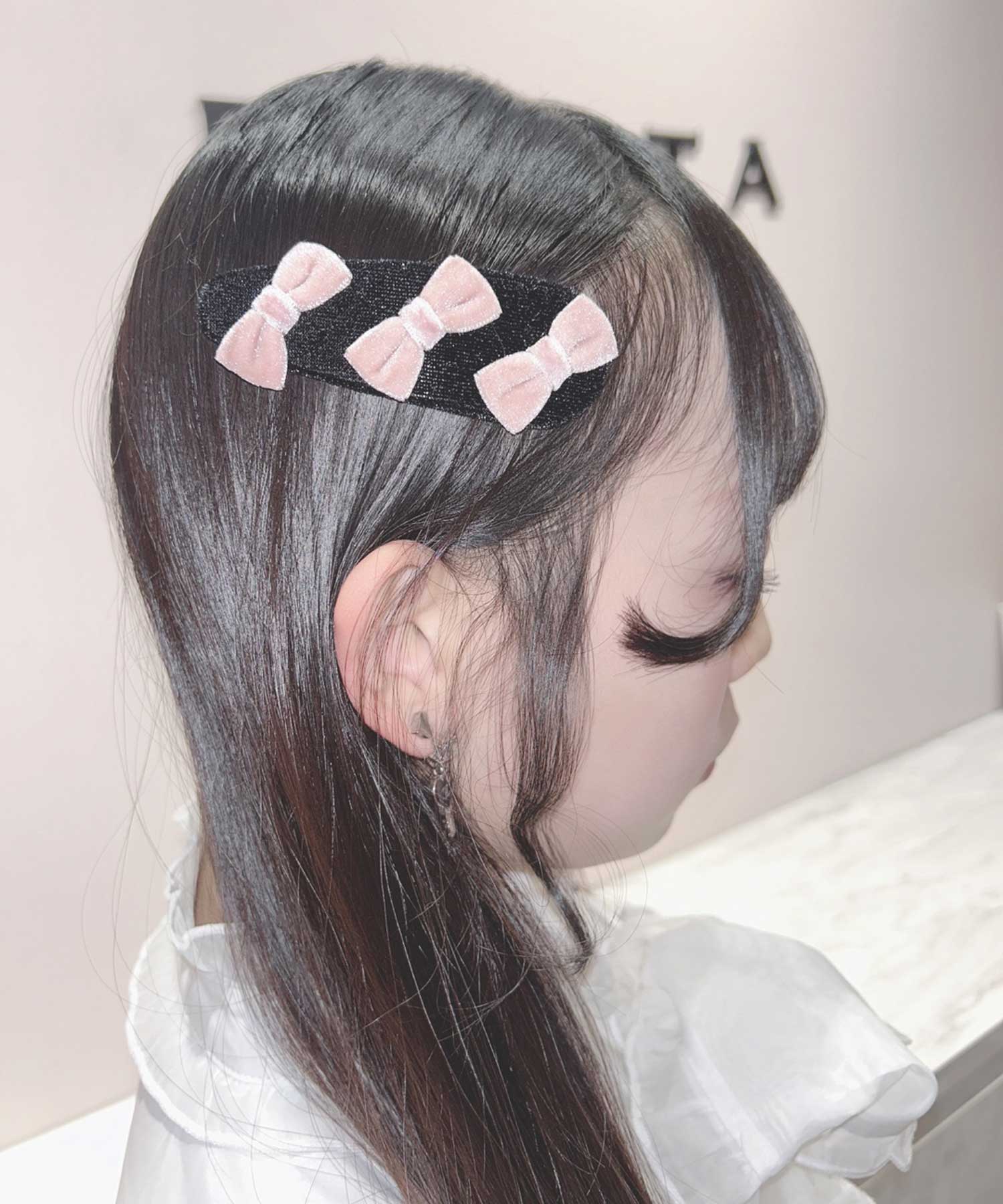 ロジータ ROJITA トリプルリボン配色ヘアピン,ピンク